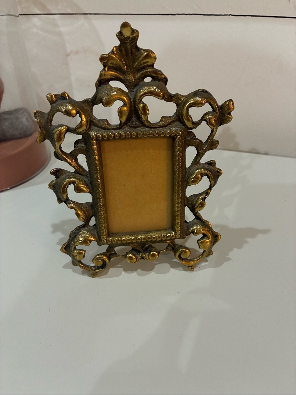 Vintage Ornate Brass Miniature Picture Frame - Rococo Baroque Style Tabletop